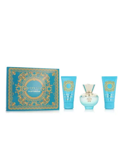 Women's Perfume Set Versace EDT Dylan Turquoise 3 Pieces