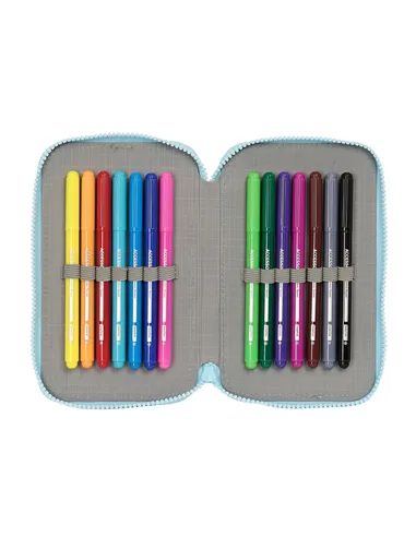 Double Pencil Case Gabby's Dollhouse Blue 12.5 x 19.5 x 4 cm (28 Pieces)