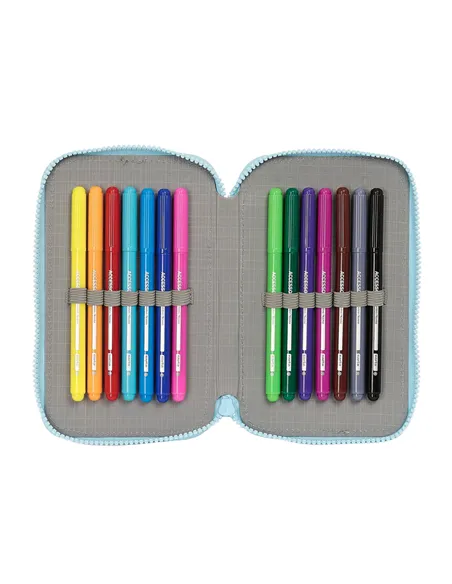 Double Pencil Case Gabby's Dollhouse Blue 12.5 x 19.5 x 4 cm (28 Pieces)