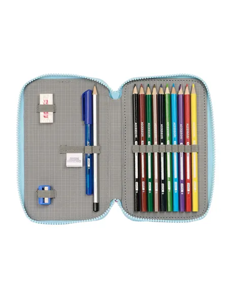 Double Pencil Case Gabby's Dollhouse Blue 12.5 x 19.5 x 4 cm (28 Pieces)