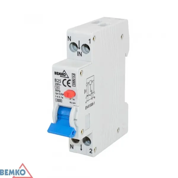 RESIDUAL CURRENT CIRCUIT BREAKER WITH OVERCURRENT PROTECTION 1P B 16A 30mA