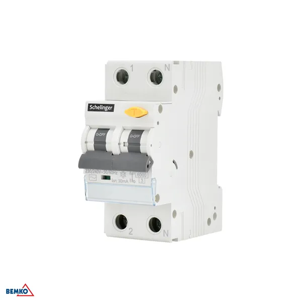 RESIDUAL CURRENT CIRCUIT BREAKER WITH OVERCURRENT PROTECTION 1P B 25A 30mA TYPE AC SCHELINGER