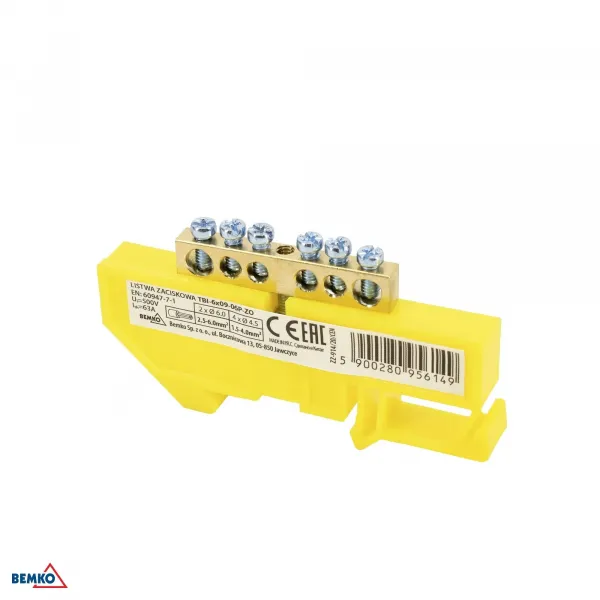 DIN RAIL TERMINAL BLOCK 6x9 YELLOW