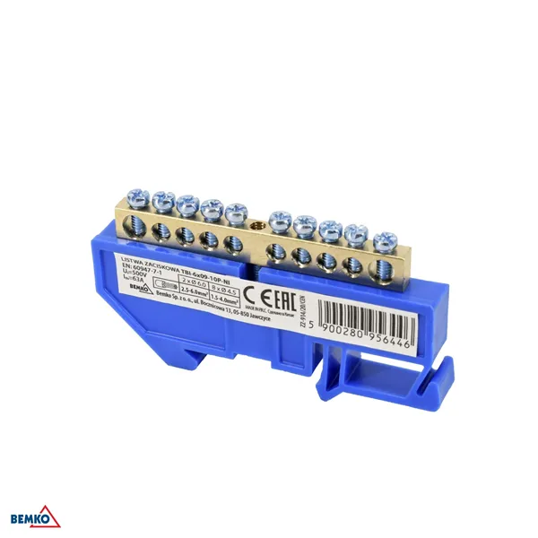 DIN RAIL TERMINAL BLOCK 6x9 BLUE