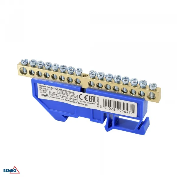 DIN RAIL TERMINAL BLOCK 6x9 BLUE