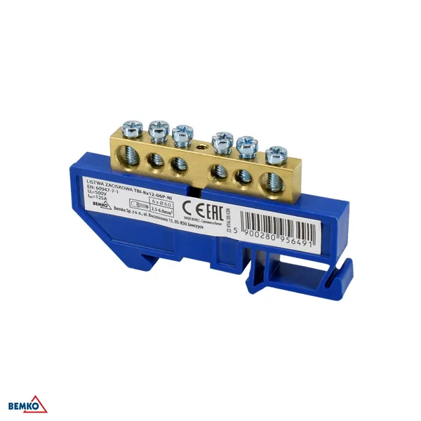 DIN RAIL TERMINAL BLOCK 6x9 BLUE