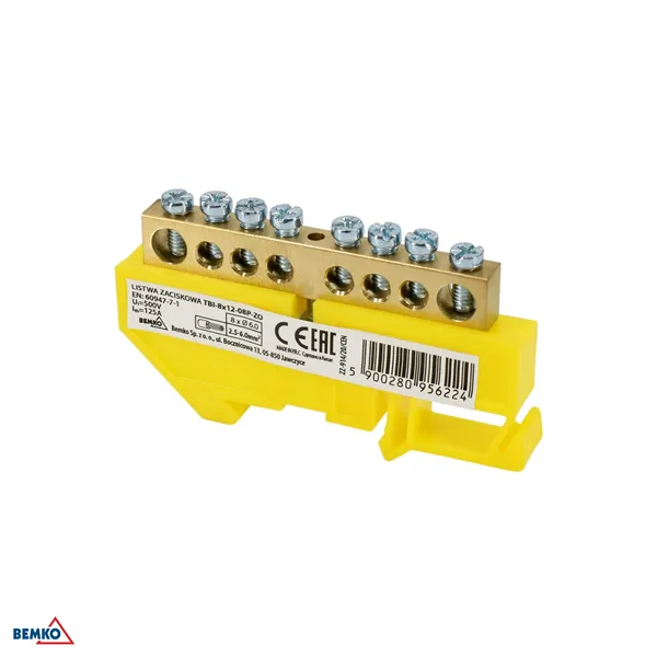 DIN RAIL TERMINAL BLOCK 6x9 YELLOW