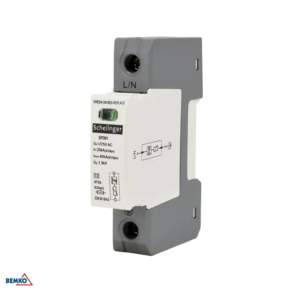 SURGE PROTECTOR 1P 20kA(8/20) CLASS T2 (C) SCHELINGER