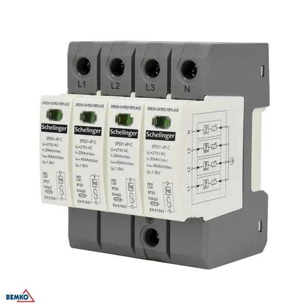 SURGE PROTECTOR 4P 20kA(8/20) CLASS T2 (C) SCHELINGER