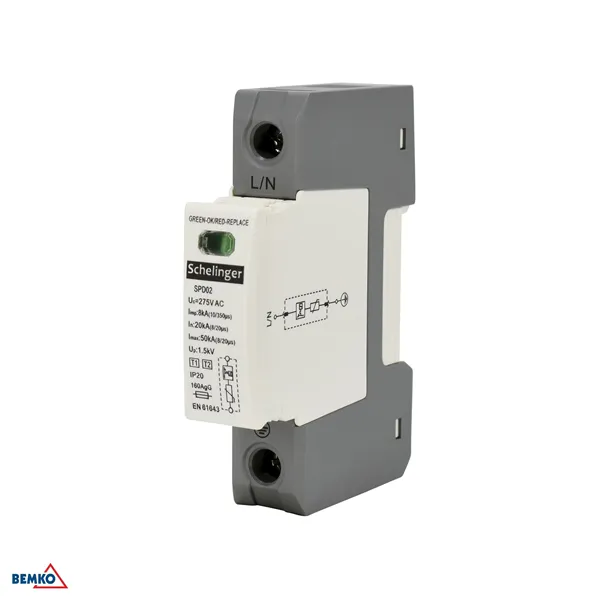 SURGE PROTECTOR 1P 8kA(10/350)  CLASS T1+T2 (B+C) SCHELINGER