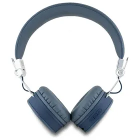 Guess Grained Classic Round Shape - Wireless Over-Ear Bluetooth ENC Headphones (Blue)
