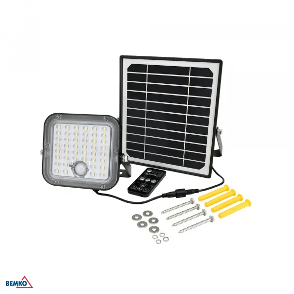 SOLAR LED FOODLIGHT SOLPAR 10W 1500LM 4000K IP65 BLACK PIR