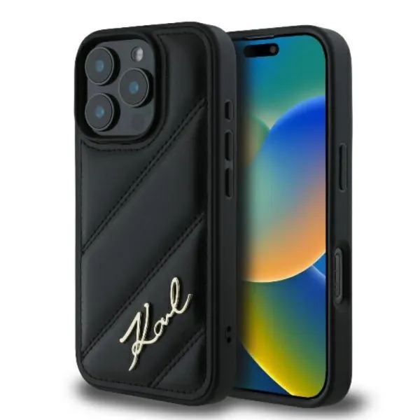 Karl Lagerfeld Quilted Signature - Case for iPhone 16 Pro (black)