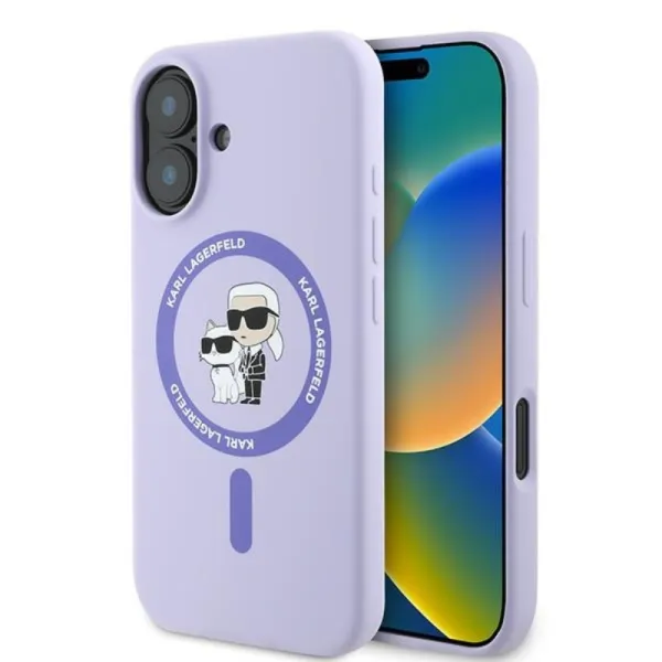 Karl Lagerfeld Silicone Karl & Choupette Ring MagSafe - Case iPhone 16 Plus (purple)