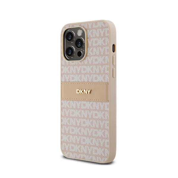 DKNY Leather Mono Stripe & Metal Logo - Case for iPhone 14 Pro Max (pink)