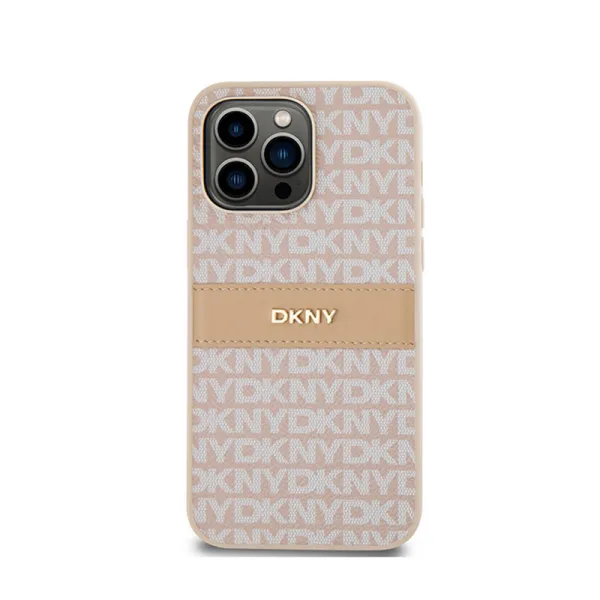 DKNY Leather Mono Stripe & Metal Logo - Case for iPhone 14 Pro Max (pink)