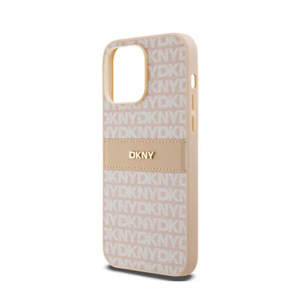 DKNY Leather Mono Stripe & Metal Logo - Case for iPhone 14 Pro Max (pink)