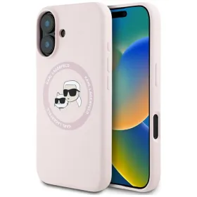 Karl Lagerfeld Silicone Double Heads And Circle MagSafe - Case for iPhone 16 (pink)