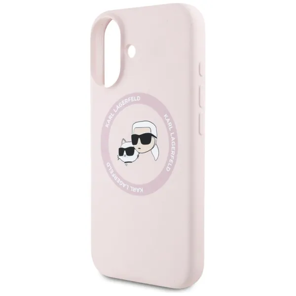 Karl Lagerfeld Silicone Double Heads And Circle MagSafe - Case for iPhone 16 (pink)