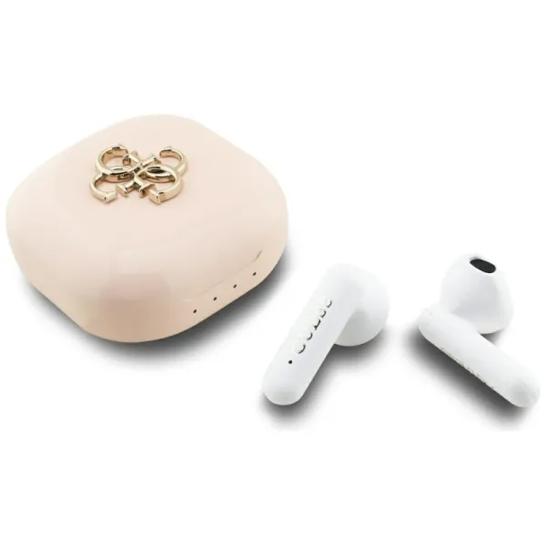 Guess 4G Metal Logo - TWS Bluetooth Earphones + Charging Case (Pink)