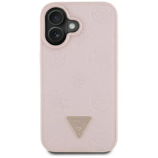 Guess Grained Hot Stamp Peony Triangle Logo MagSafe - Case for iPhone 16 (pink)