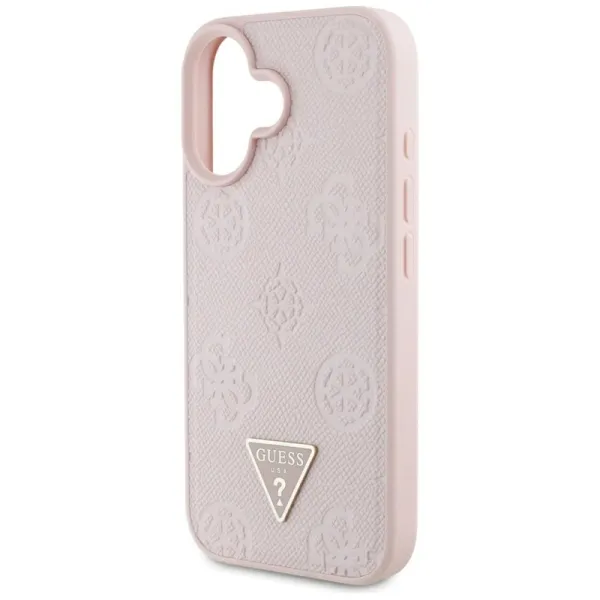 Guess Grained Hot Stamp Peony Triangle Logo MagSafe - Case for iPhone 16 (pink)