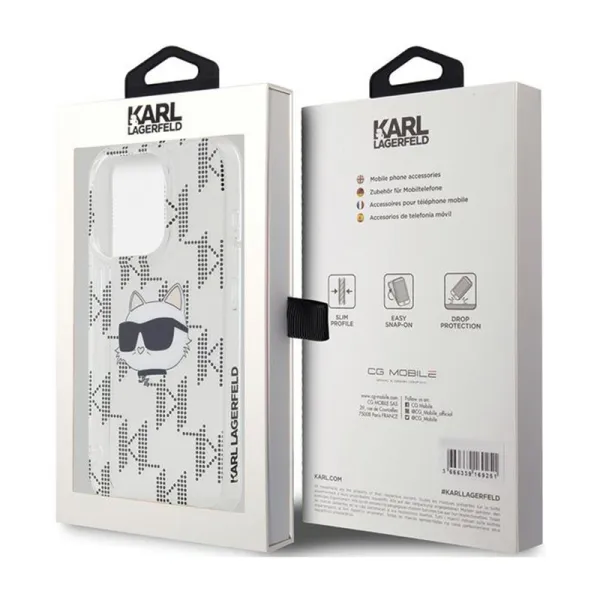 Karl Lagerfeld IML Choupette Head & Monogram - iPhone 15 Pro Max Case (Transparent)