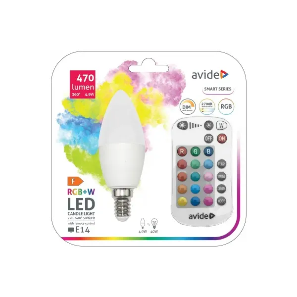 Smart LED Candle 4.9W RGB+W with IR remote