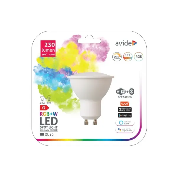 Smart LED GU10 4.9W RGB+W WIFI + BLE APP Control