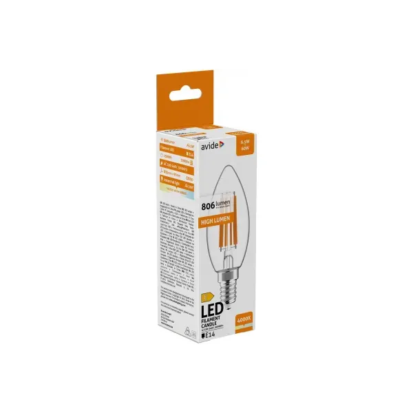 LED Filament Candle 6.5W E14 NW High Lumen