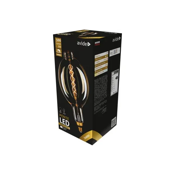 LED Jumbo Filament Ponte 180x385mm Amber 8W E27 2400K Dimmable