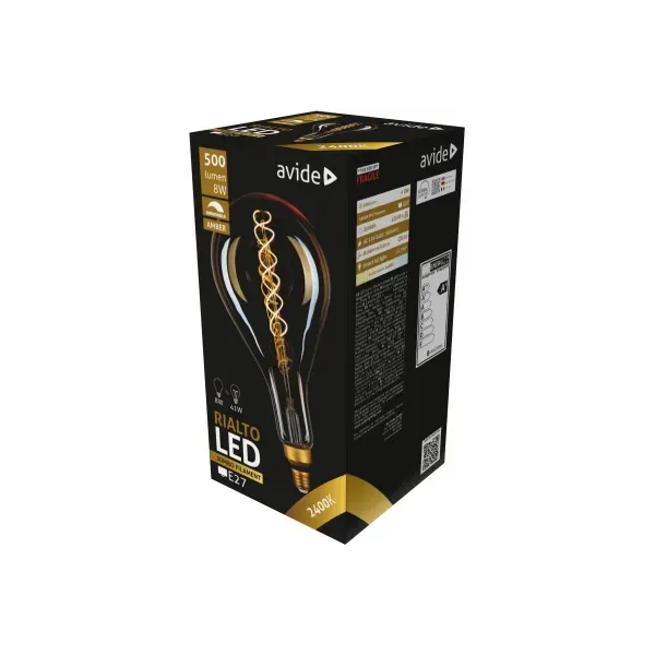 LED Jumbo Filament Rialto 160x320mm Amber 8W E27 2400K Dimmable