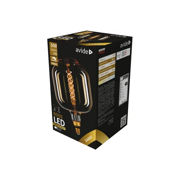 LED Jumbo Filament Ross 180x295mm Amber 8W E27 2400K Dimmable