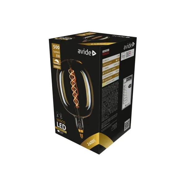 LED Jumbo Filament Vasco 170x285mm Amber 8W E27 2400K Dimmable