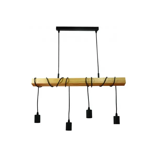 Pendant Lamp Madeline 4xE27 Sockets Wood/Black