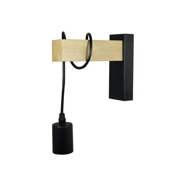 Wall Pendant Lamp Madeline 1xE27 Socket Wood/Black