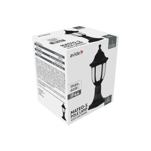 Outdoor Pole Lamp Mateo-S 43cm 1xE27 Black IP44