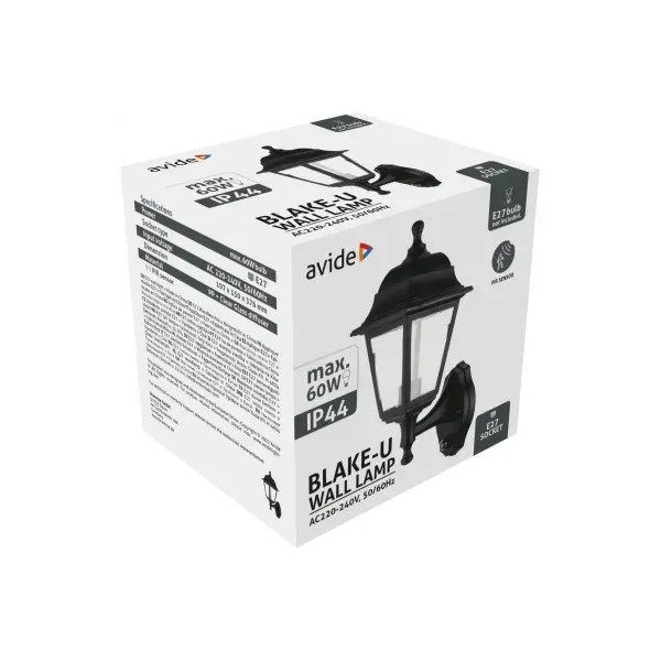 Outdoor Wall Lamp Blake-U 1xE27 Black IP44 PIR