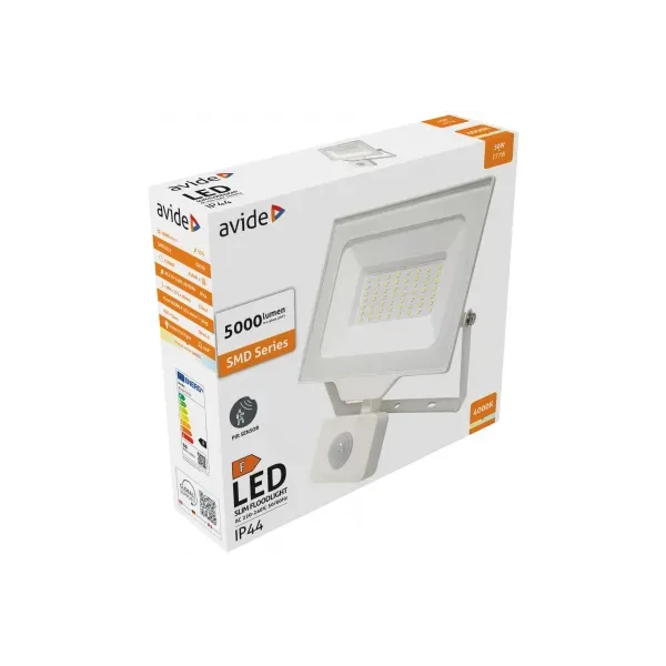 LED Flood Light Slim SMD 50W NW PIR White