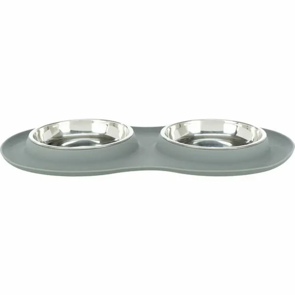 Šunų maisto indas Trixie Pilka Nerūdijantis plienas Ø 16 cm Dvigubas 2 × 0,3 L 47 × 3 × 26 CM