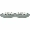 Dog Feeder Trixie Grey Stainless steel Ø 16 cm Double 2 × 0,3 L 47 × 3 × 26 CM
