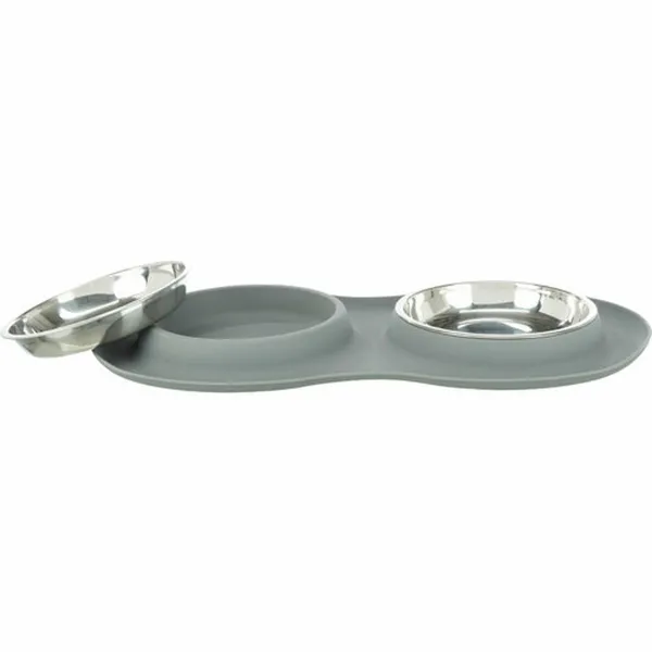 Šunų maisto indas Trixie Pilka Nerūdijantis plienas Ø 16 cm Dvigubas 2 × 0,3 L 47 × 3 × 26 CM