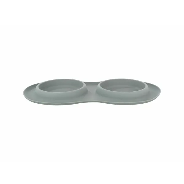 Dog Feeder Trixie Grey Stainless steel Ø 16 cm Double 2 × 0,3 L 47 × 3 × 26 CM