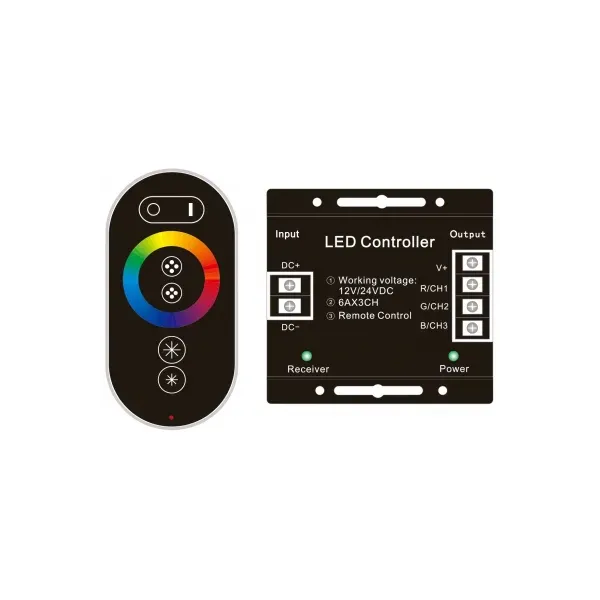 LED Strip 12-24V 216W RGB 6 Keys RF Touch Remote and Controller