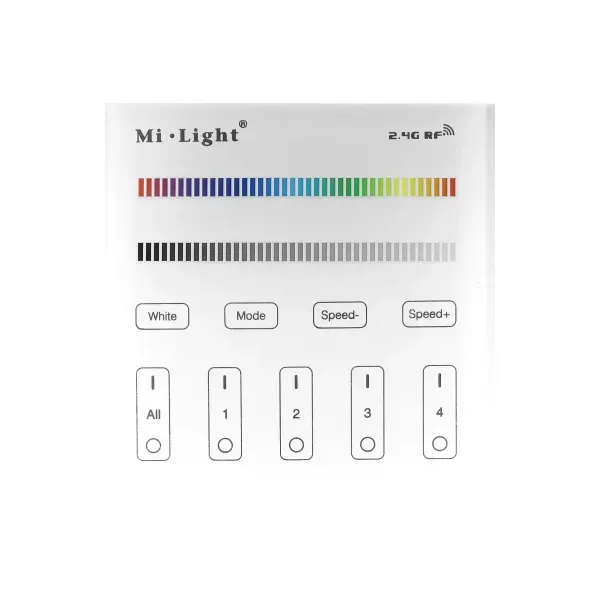 LED Strip 12-24V RGB+W 4 Zone RF Surface Mounted /2xAAA/ Touch Remote