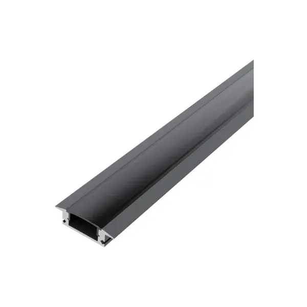 Alu Profile "U" 24.7x7mm Recessed Black with black cover 1m