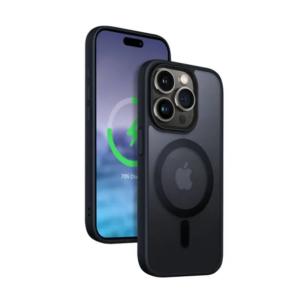Crong Hybrid Frost MAG Cover - iPhone 15 Pro MagSafe Case (Navy Blue)