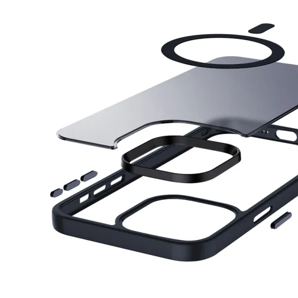 Crong Hybrid Frost MAG Cover - iPhone 15 Pro MagSafe Case (Navy Blue)