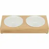 Suņu barotava Trixie Balts Dabisks Keramika Bambuss Ø 12 cm 2 x 250 ml 30 × 5 × 14 cm