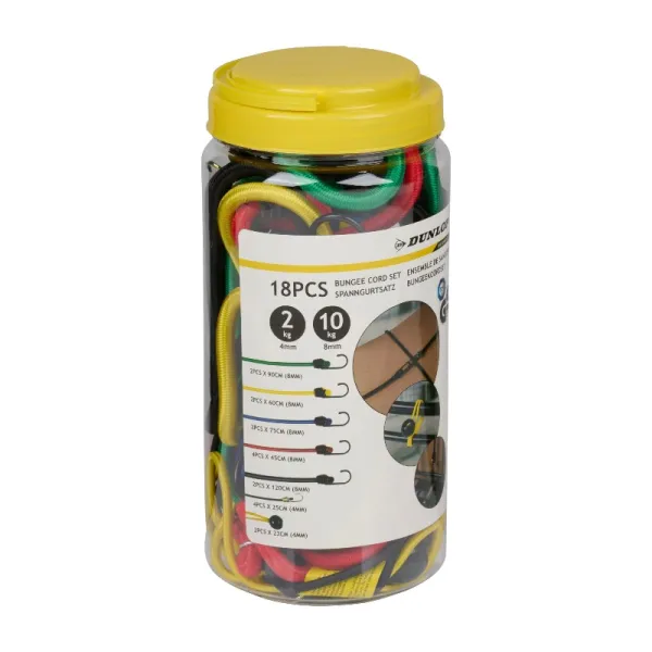 Dunlop - Bungee / Luggage Cords with Hooks 18 pcs